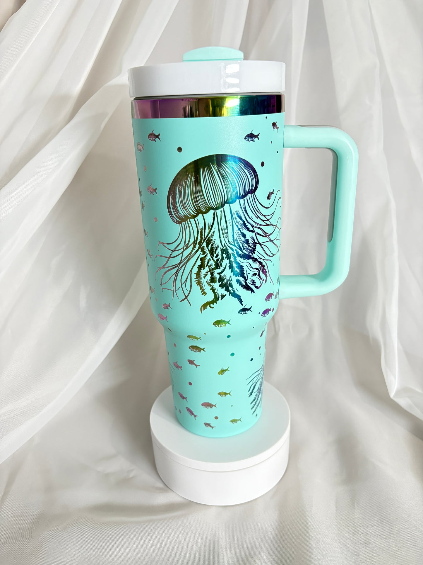 40oz JELLY FISH stainless steel laser engraved tumbler