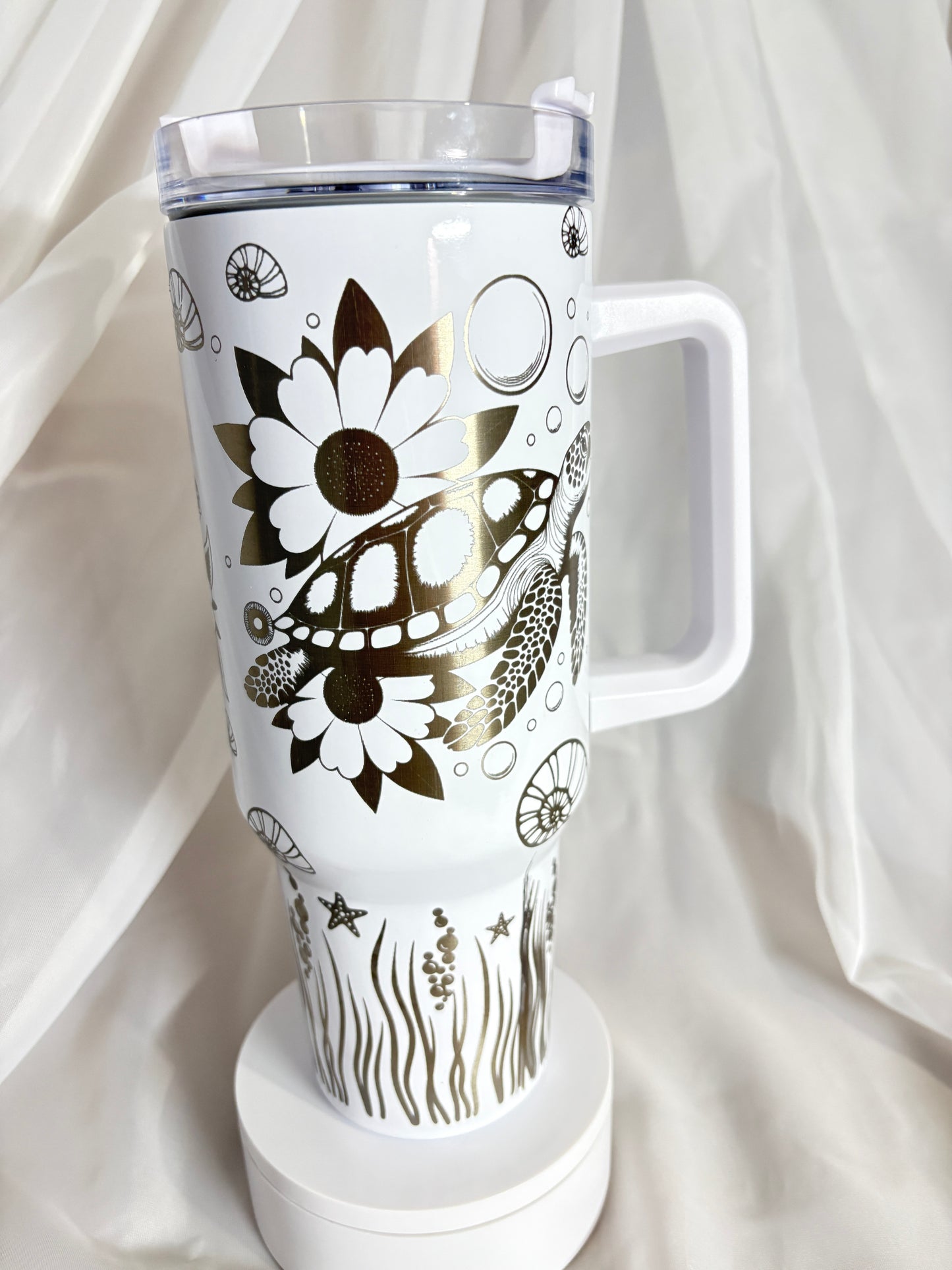 40oz SEA TURTLES stainless steel laser engraved tumbler
