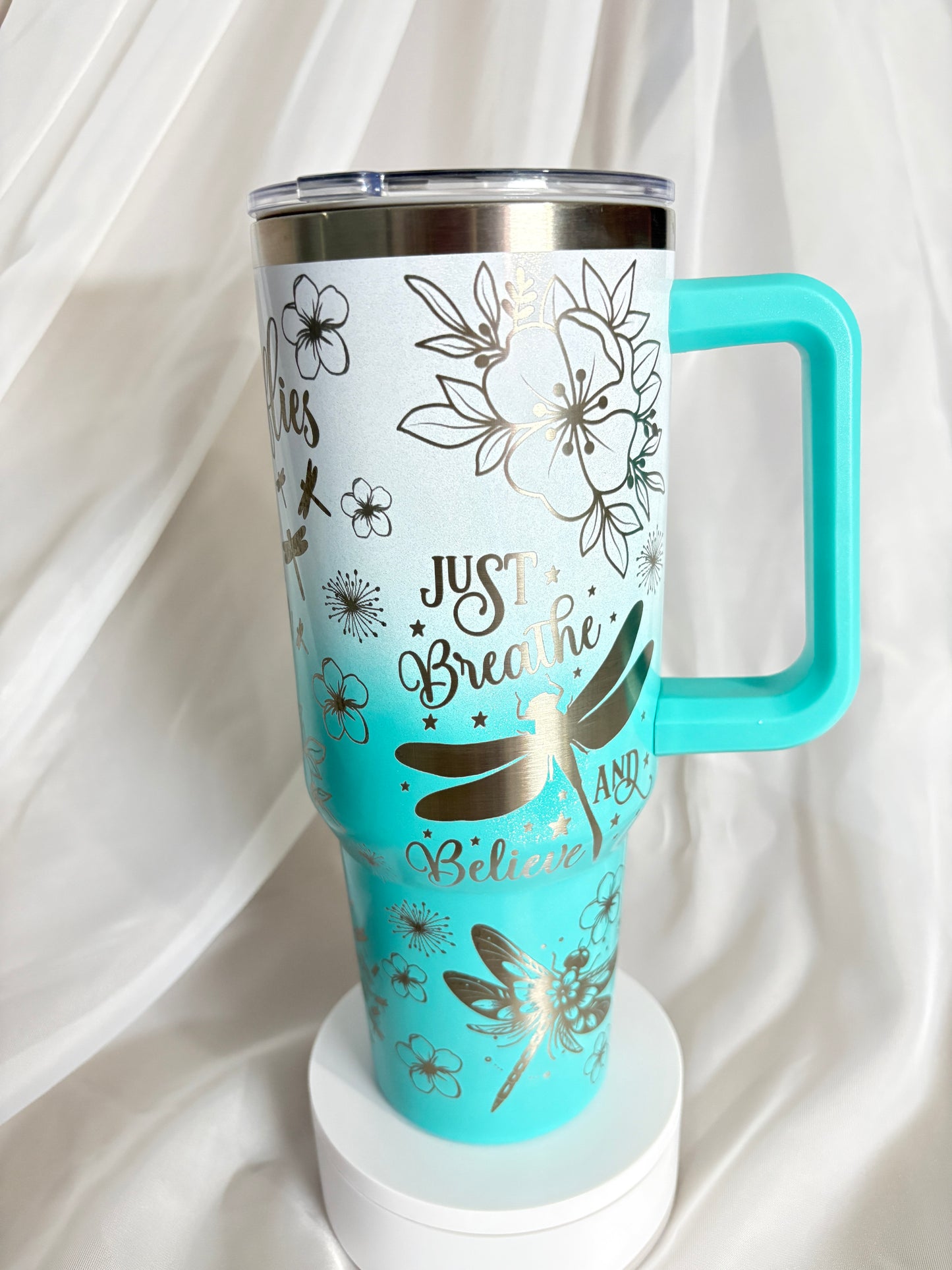 40oz Dragonflies stainless steel laser engraved tumbler