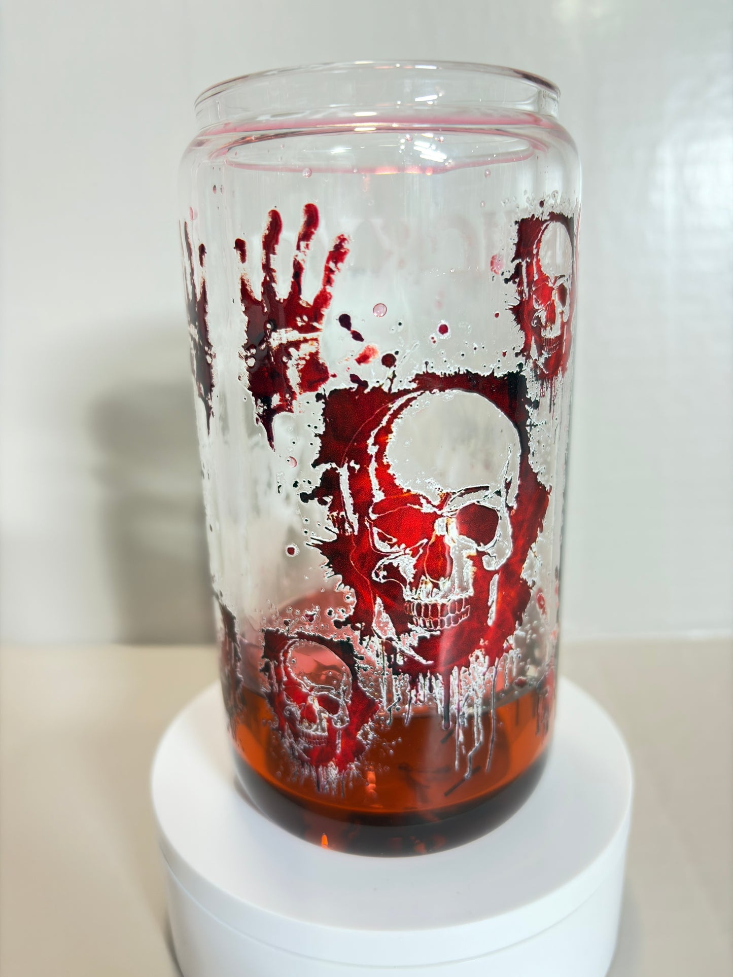 16oz glass scary chucky drip snow globe cup