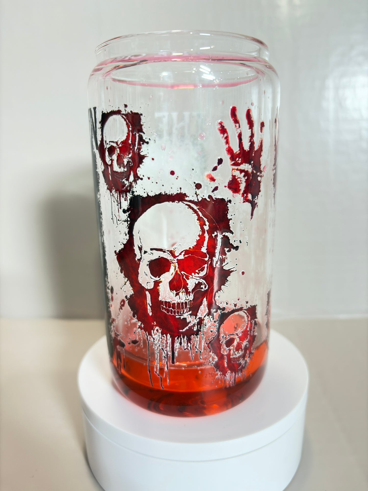 16oz glass scary clown drip snow globe cup