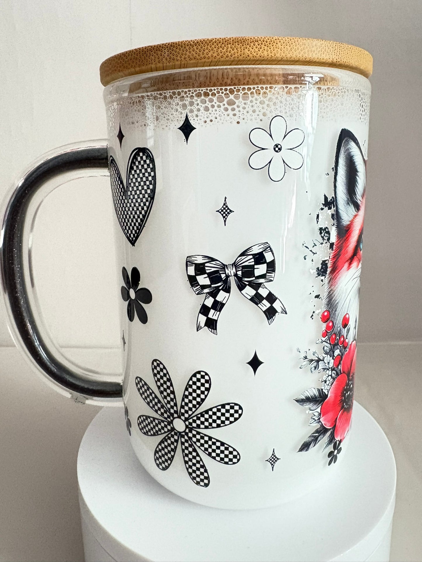 15oz glass milk snow globe coffee mug