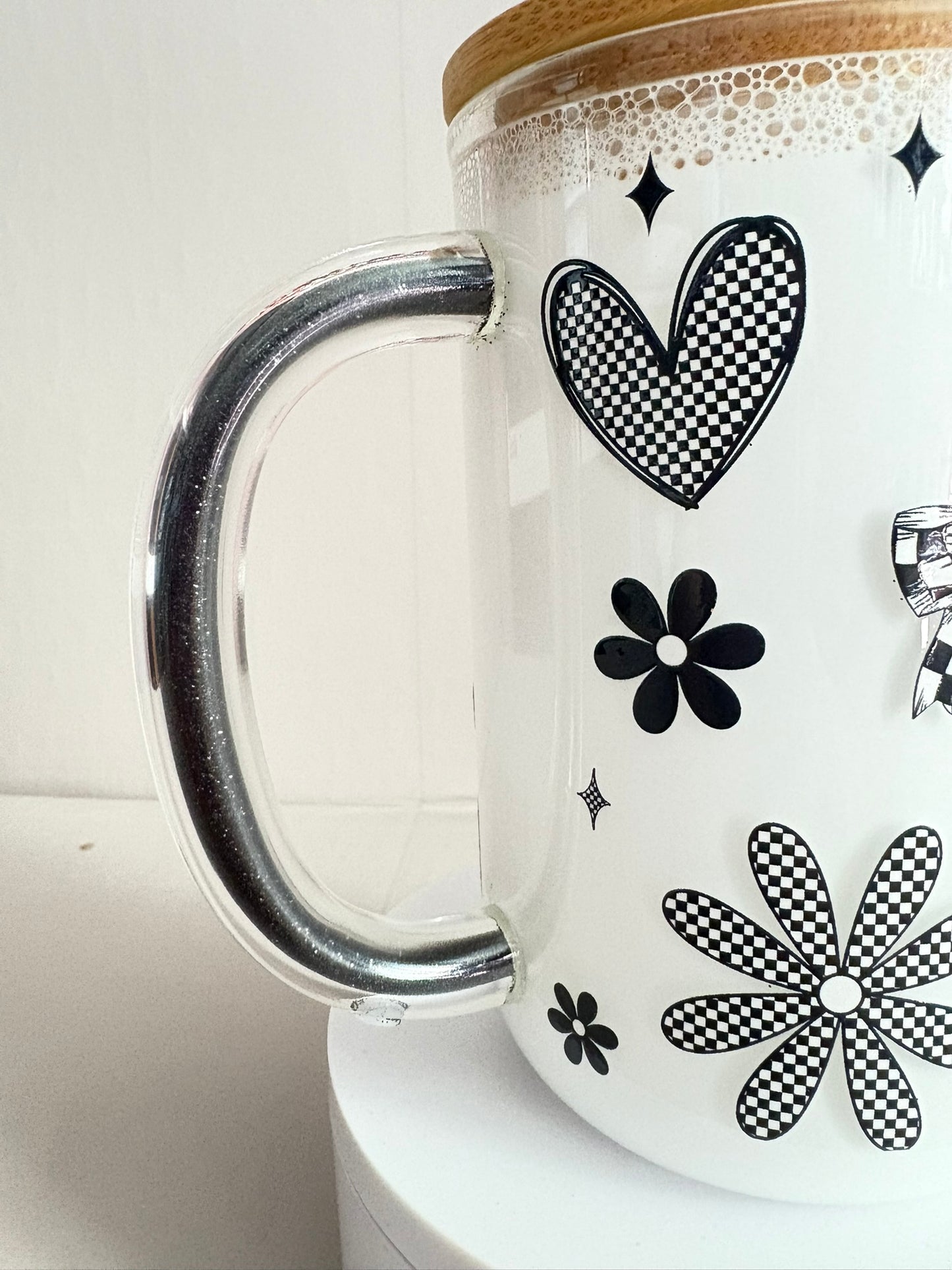15oz glass milk snow globe coffee mug
