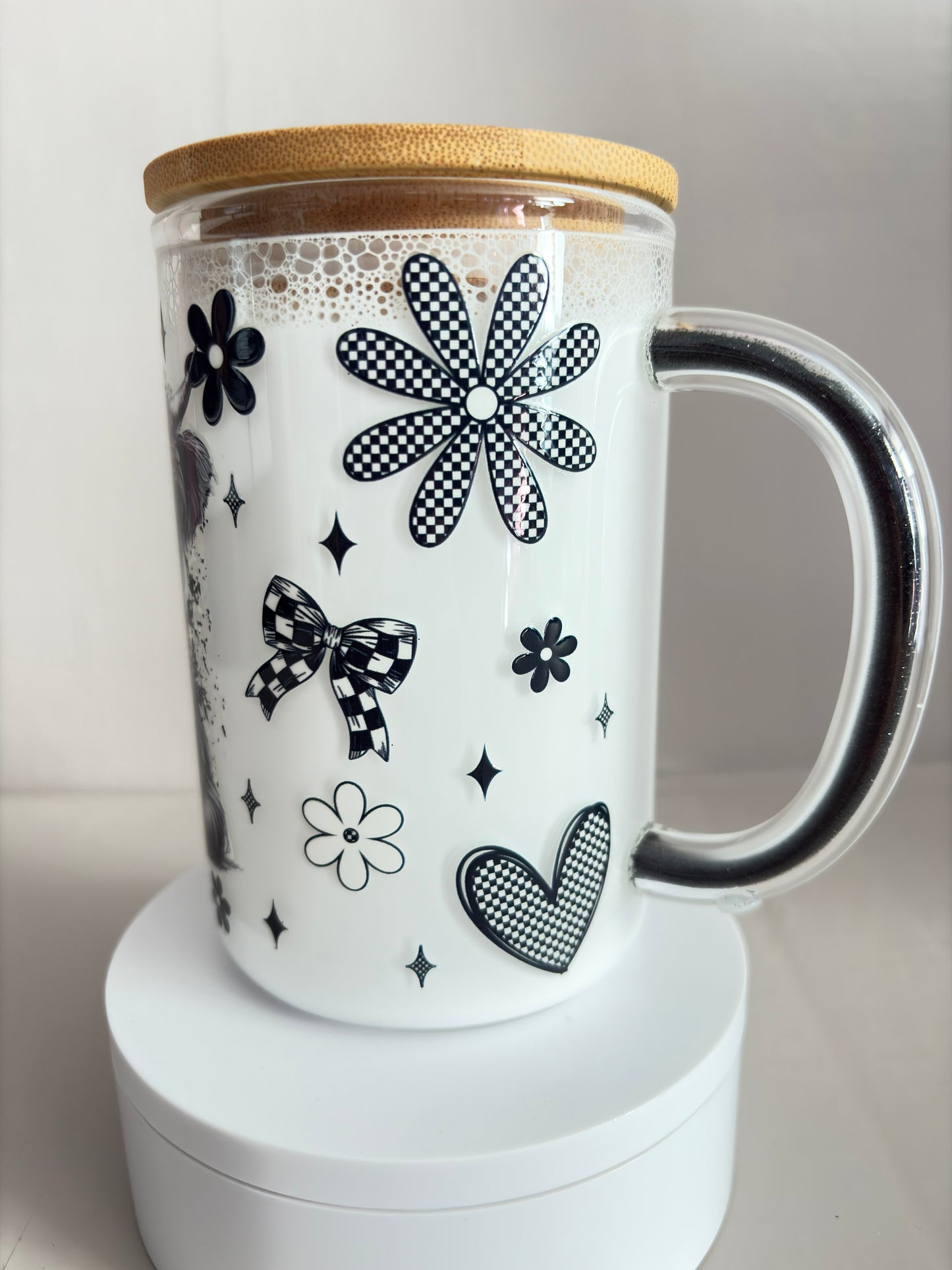15oz glass milk snow globe cup