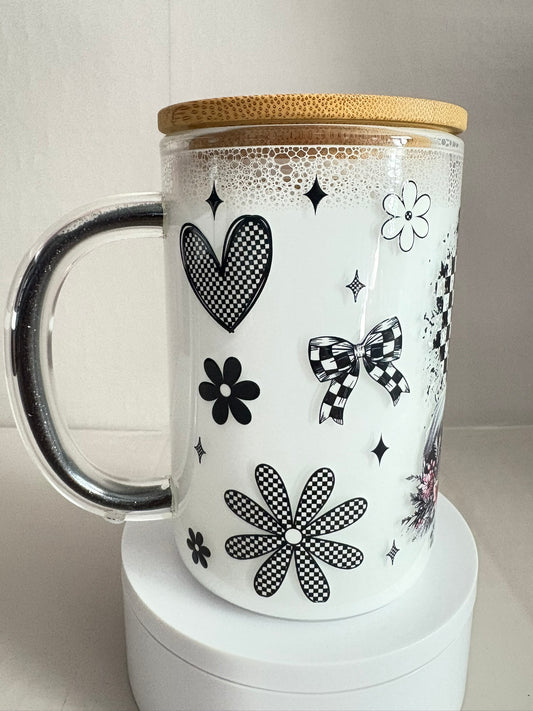 15oz glass milk snow globe cup