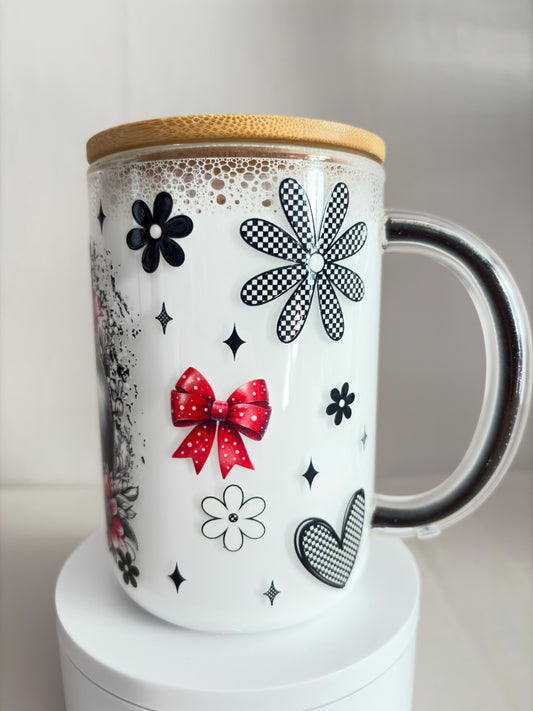 15oz glass milk snow globe coffee mug