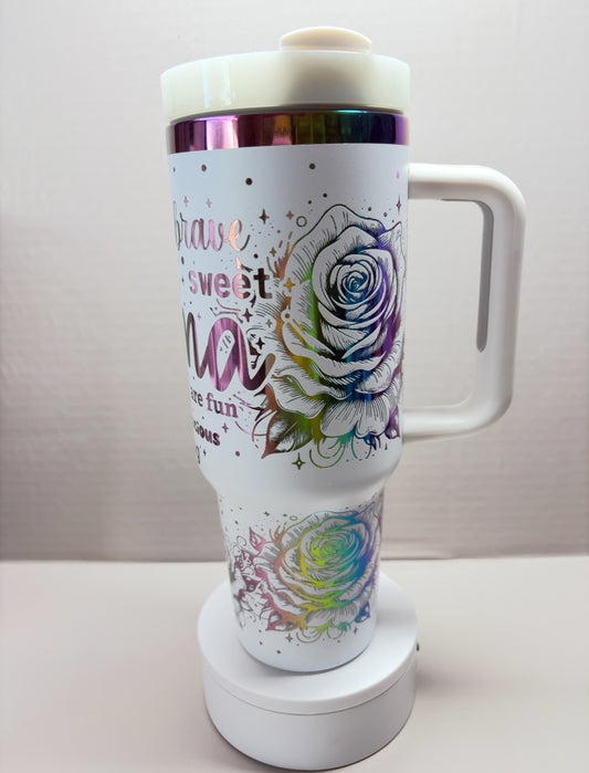 40oz Rainbow Plated Stainless Steel Laser Engraved Mama Tumbler