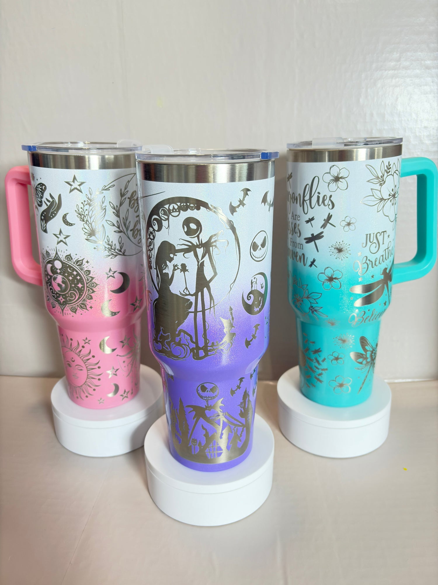 Laser engraved tumblers