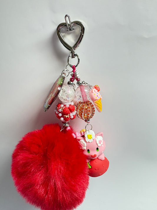 STRAWBERRY CAT BAG CHARM