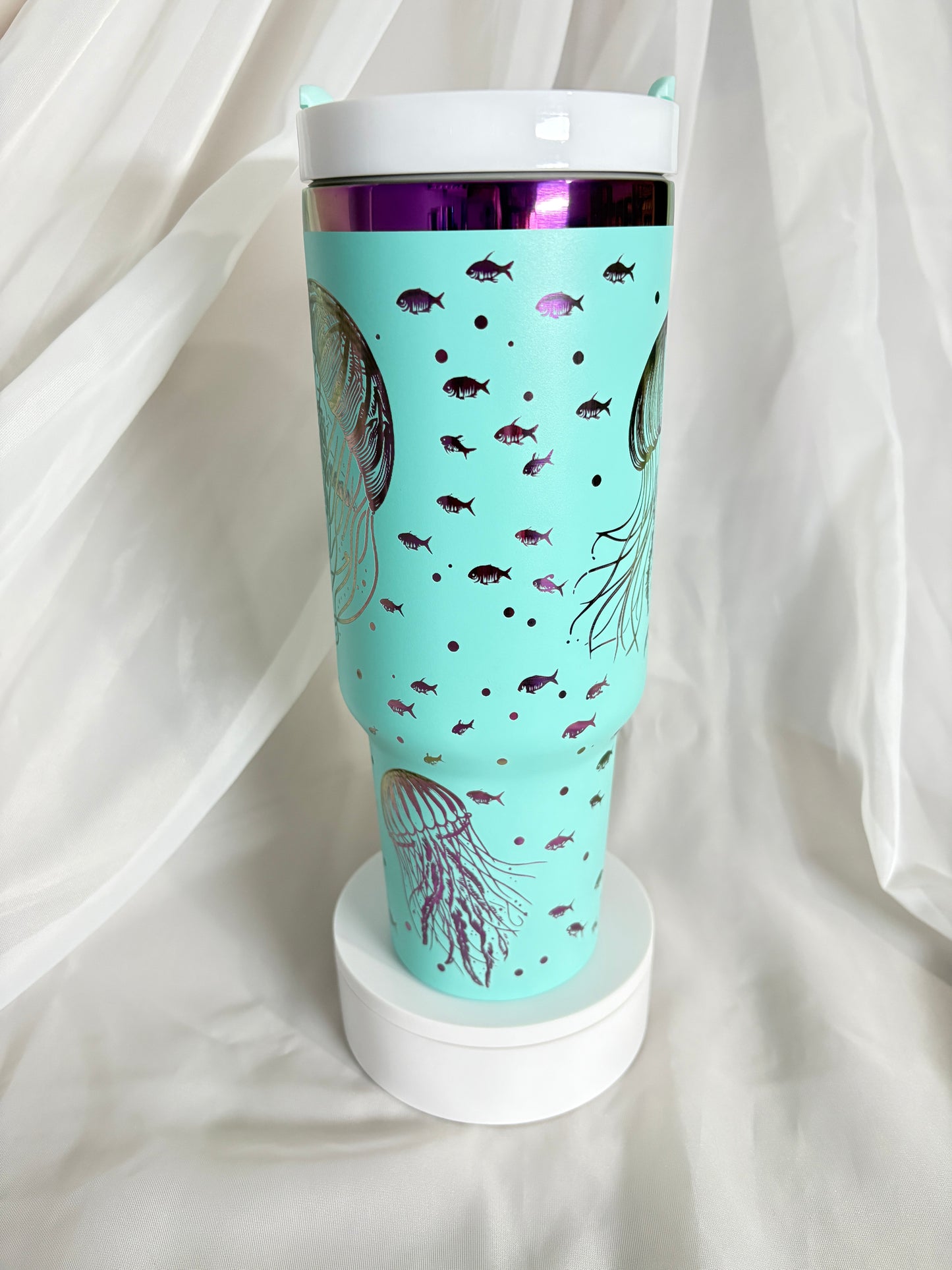 40oz JELLY FISH stainless steel laser engraved tumbler