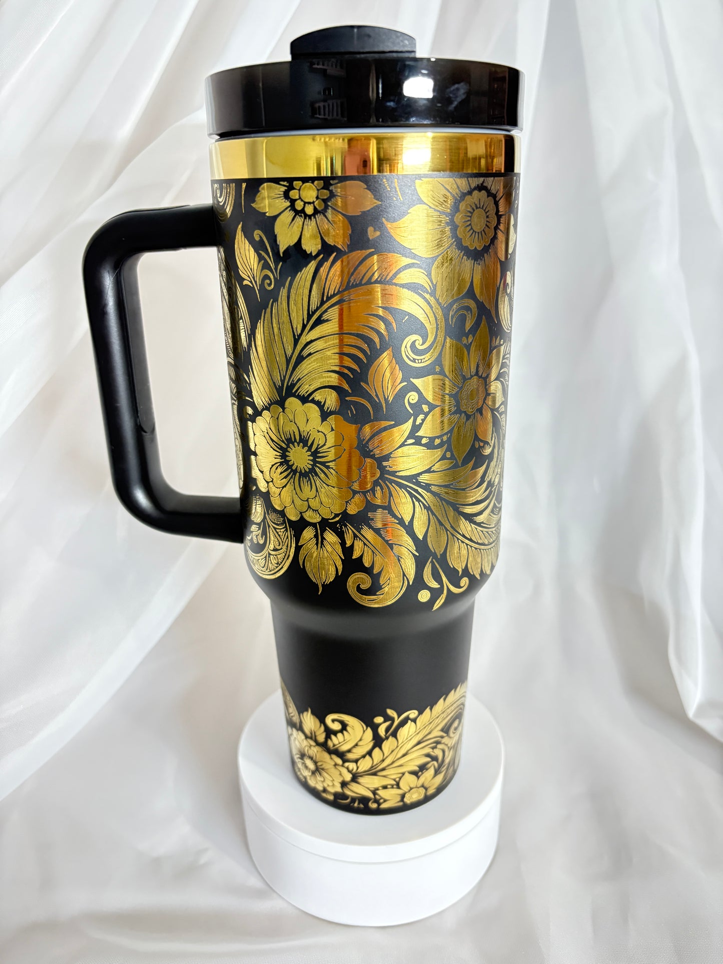 40oz FLORAL PAISLEY stainless steel laser engraved tumbler