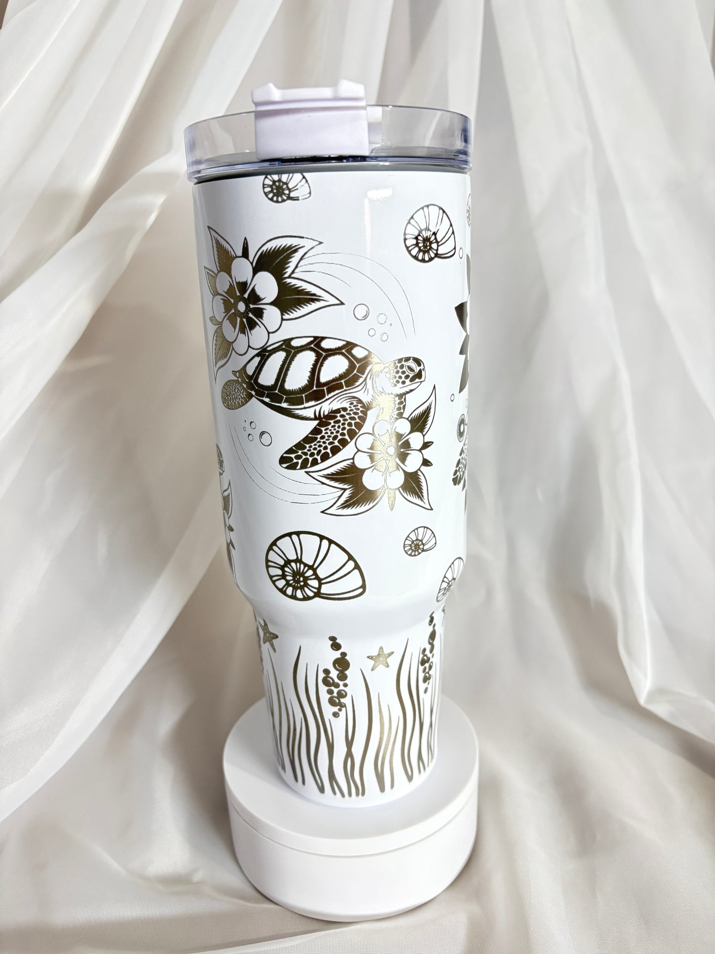 40oz SEA TURTLES stainless steel laser engraved tumbler