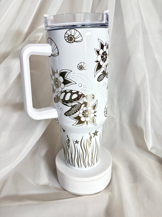 40oz SEA TURTLES stainless steel laser engraved tumbler