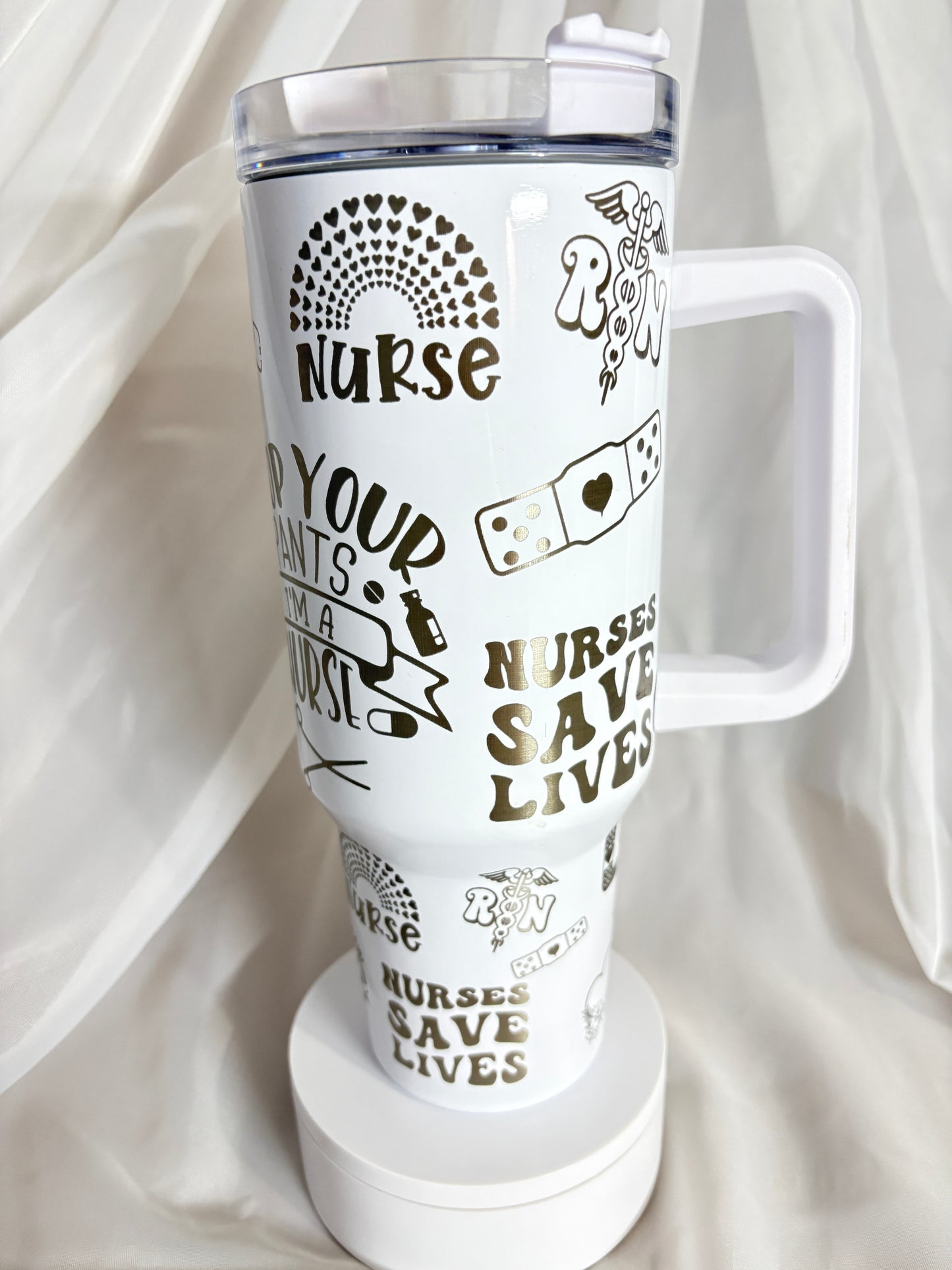 40OZ NURSE STAINLESS STEEL LASER ENGRAVED TUMBLER