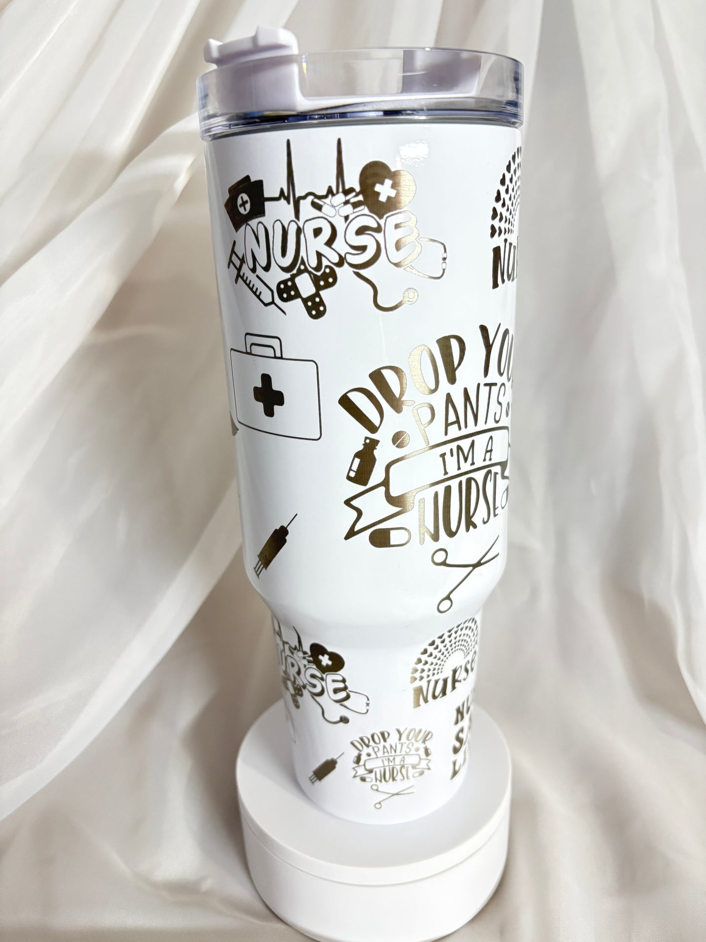 40OZ NURSE STAINLESS STEEL LASER ENGRAVED TUMBLER