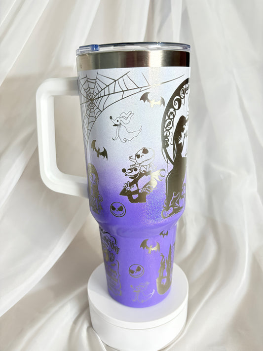 40oz Nightmare Christmas stainless steel laser engraved tumbler