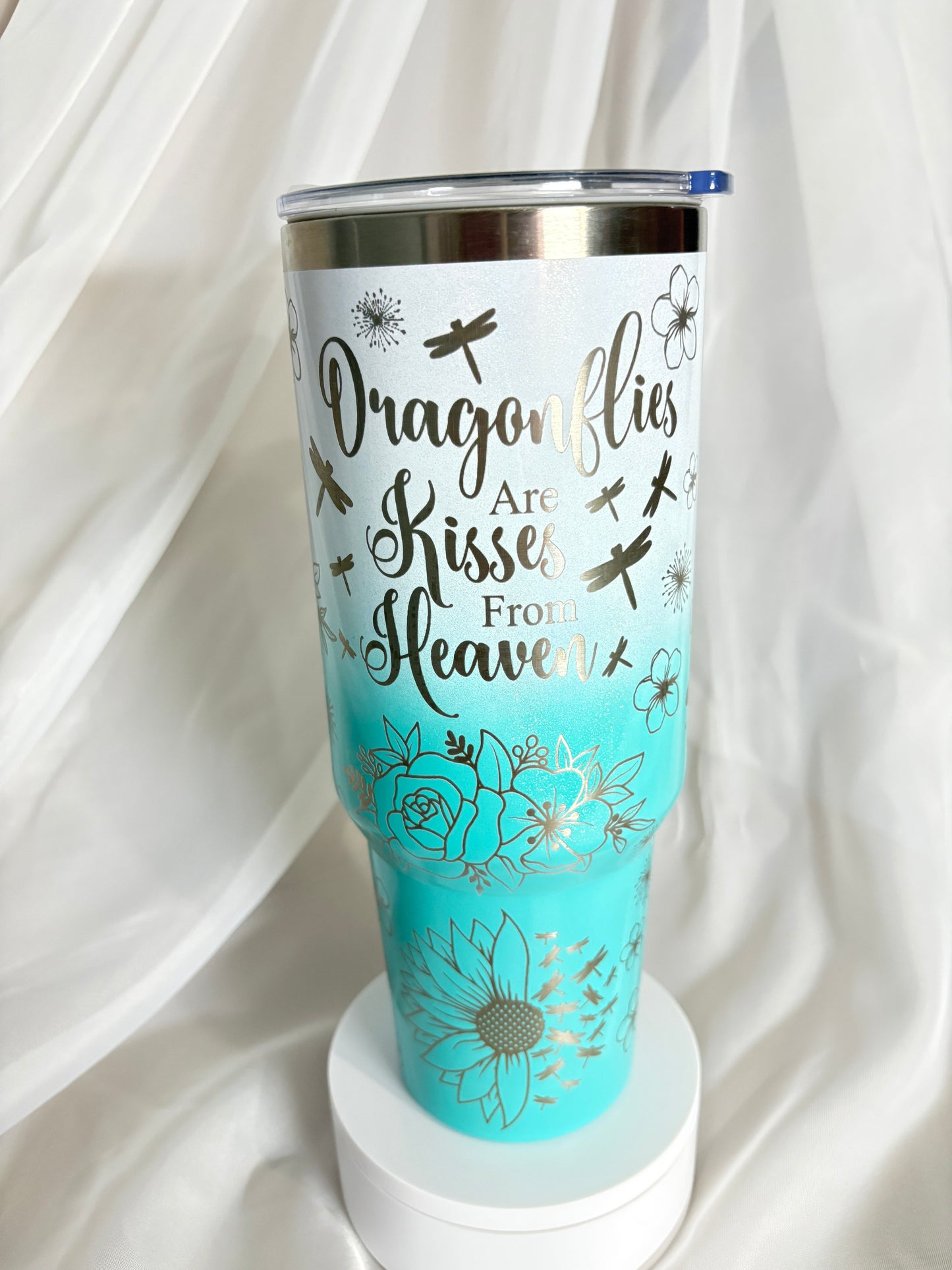 40oz Dragonflies stainless steel laser engraved tumbler
