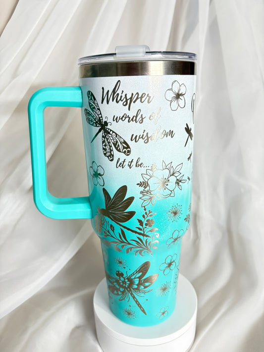 40oz Dragonflies stainless steel laser engraved tumbler