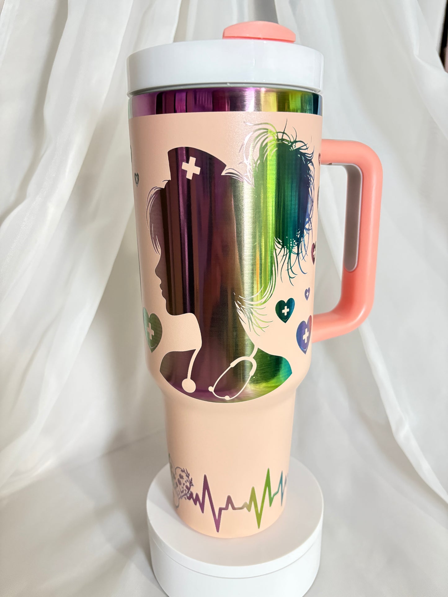 40oz NURSE stainless steel laser engraved tumbler