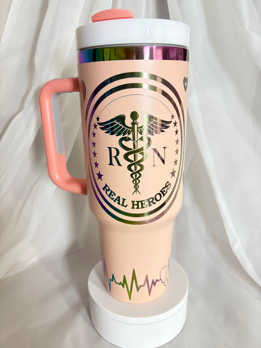 40oz NURSE stainless steel laser engraved tumbler