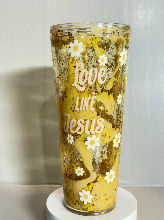 24OZ Acrylic Love Like Jesus Lava Snow globe cup