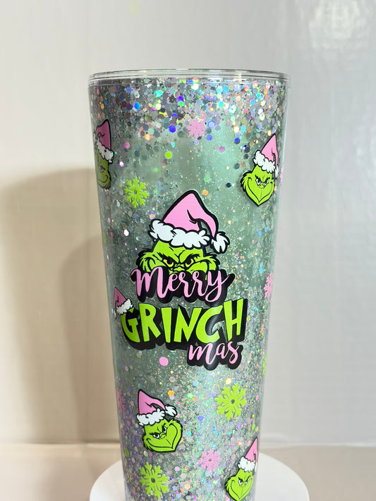 24oz Acrylic Christmas snow globe cup