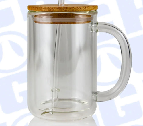 Customizable 15oz glass coffee mug