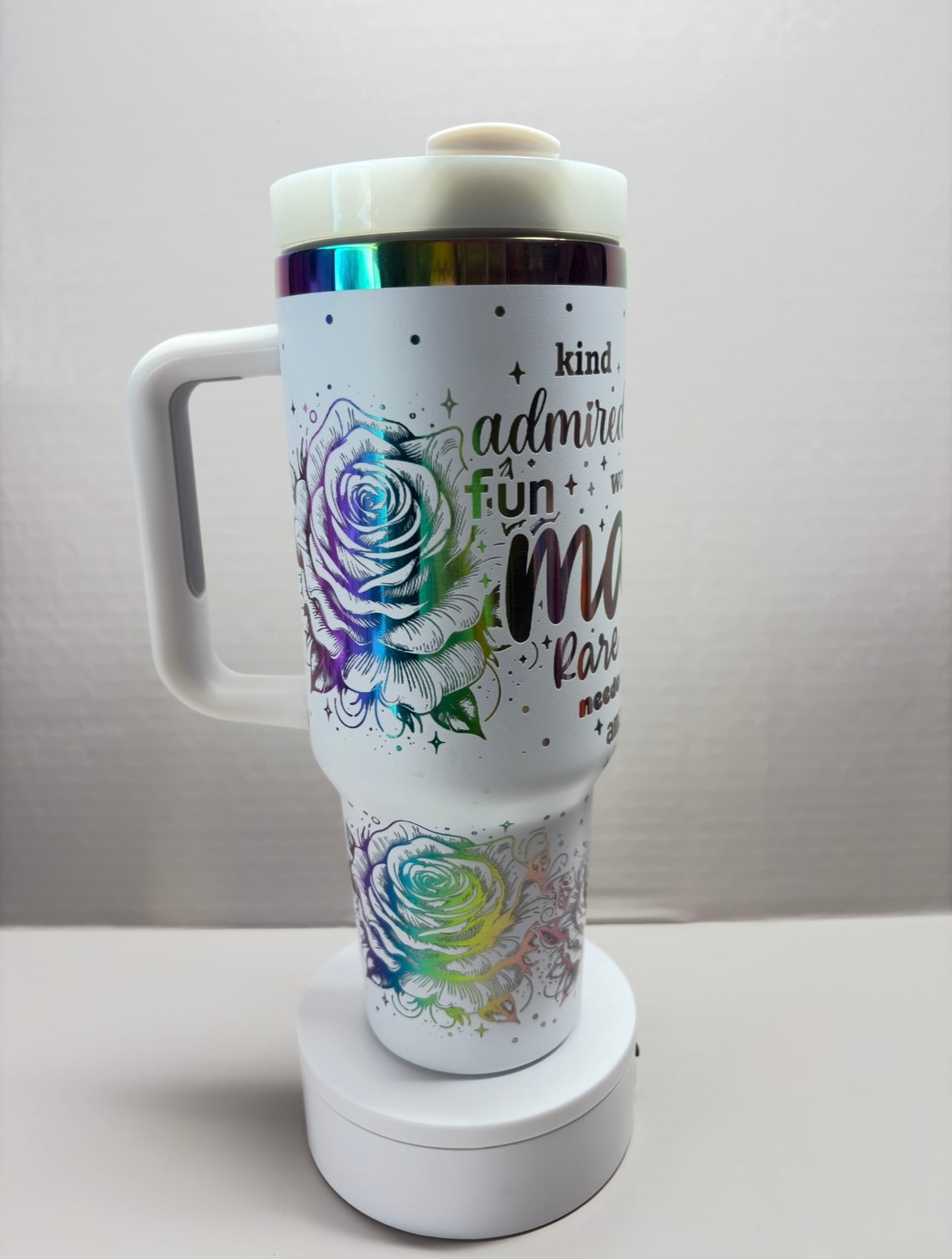 40oz Rainbow Plated Stainless Steel Laser Engraved Mama Tumbler