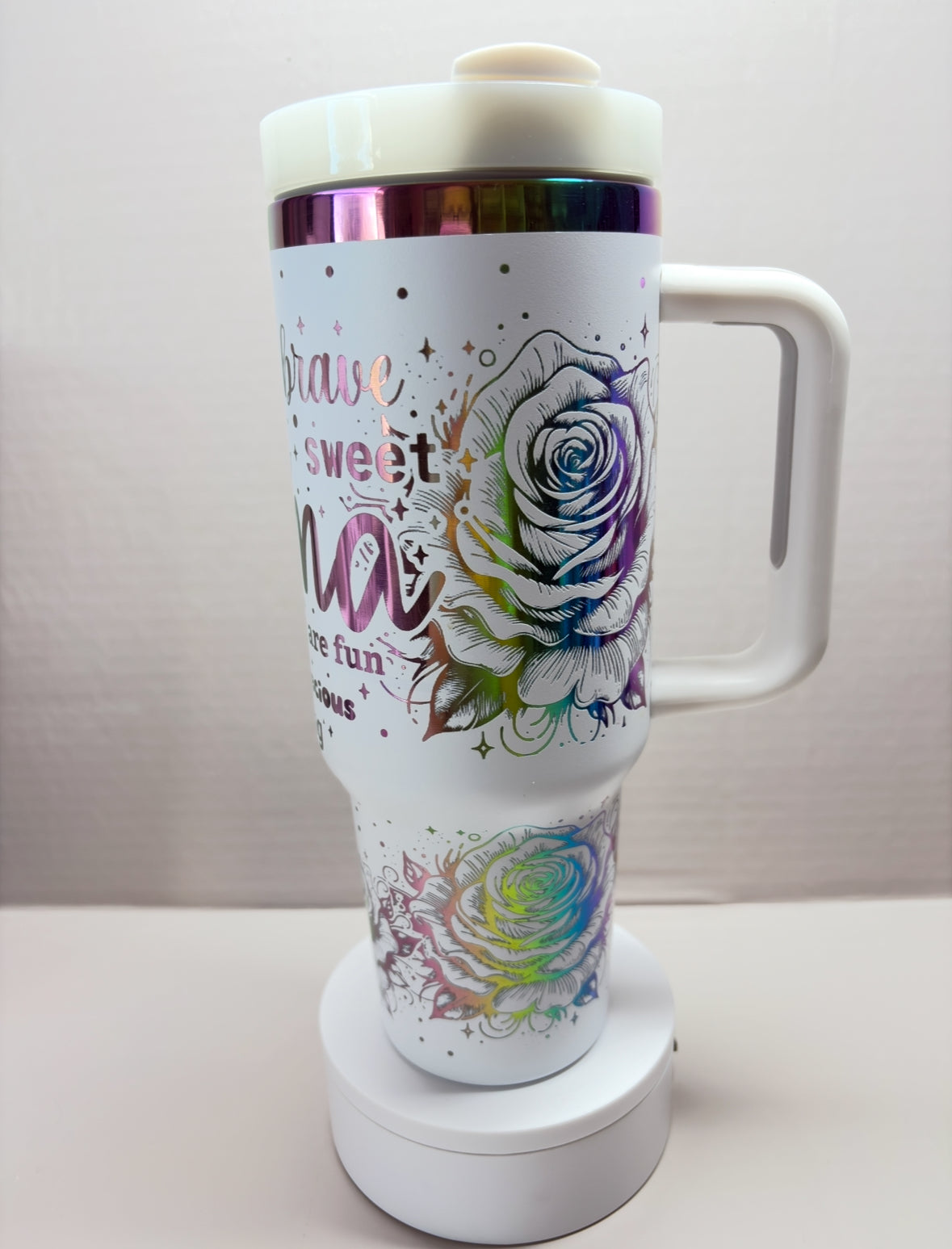 40oz Rainbow Plated Stainless Steel Laser Engraved Mama Tumbler