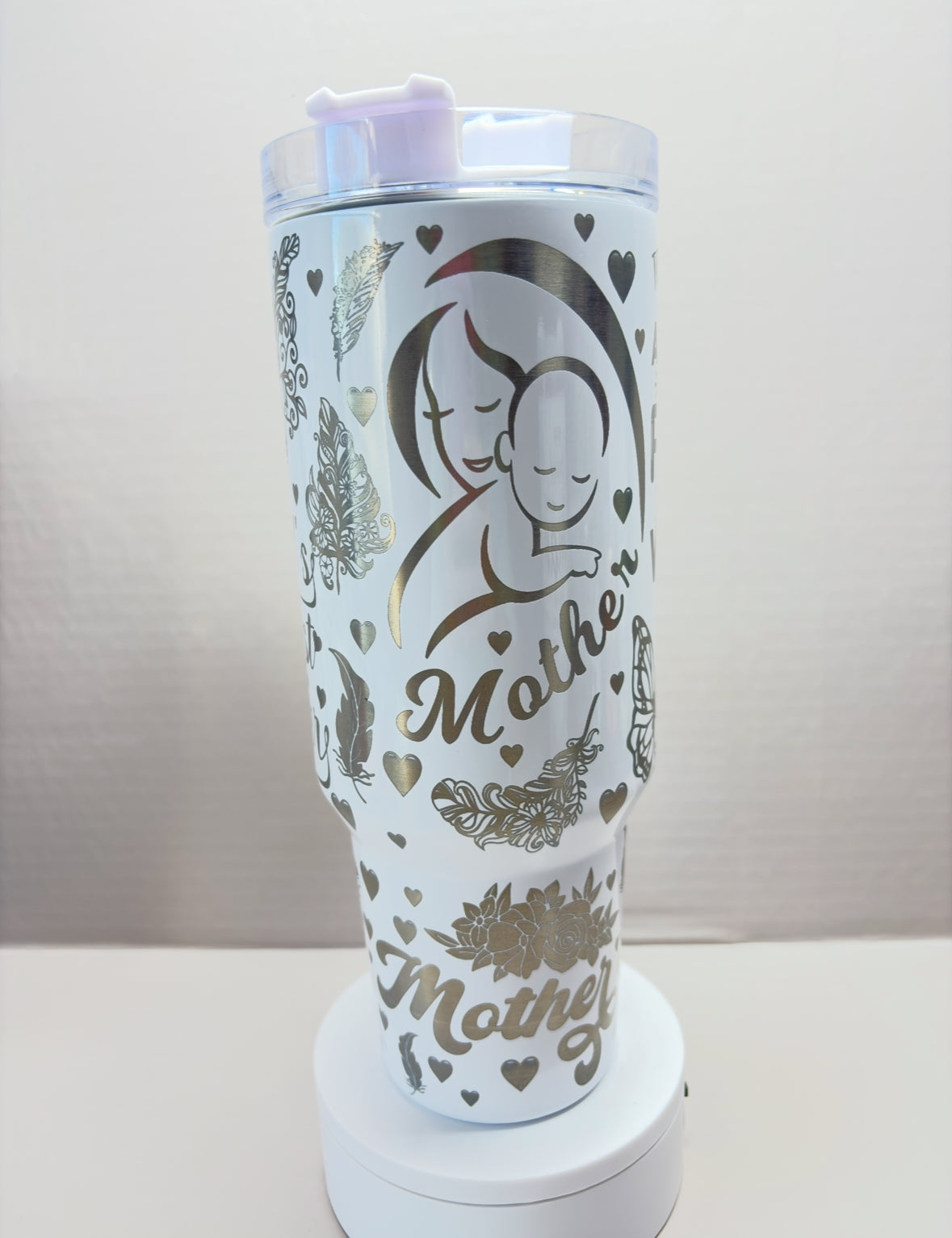 40oz Stainless Steel Laser Engraved Mom Tumbler