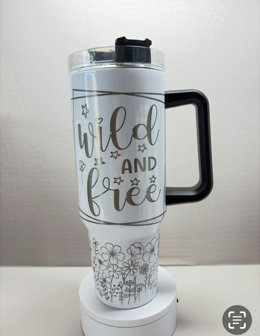 40oz Stainless Steel Laser Engraved Tumbler Wild and Free