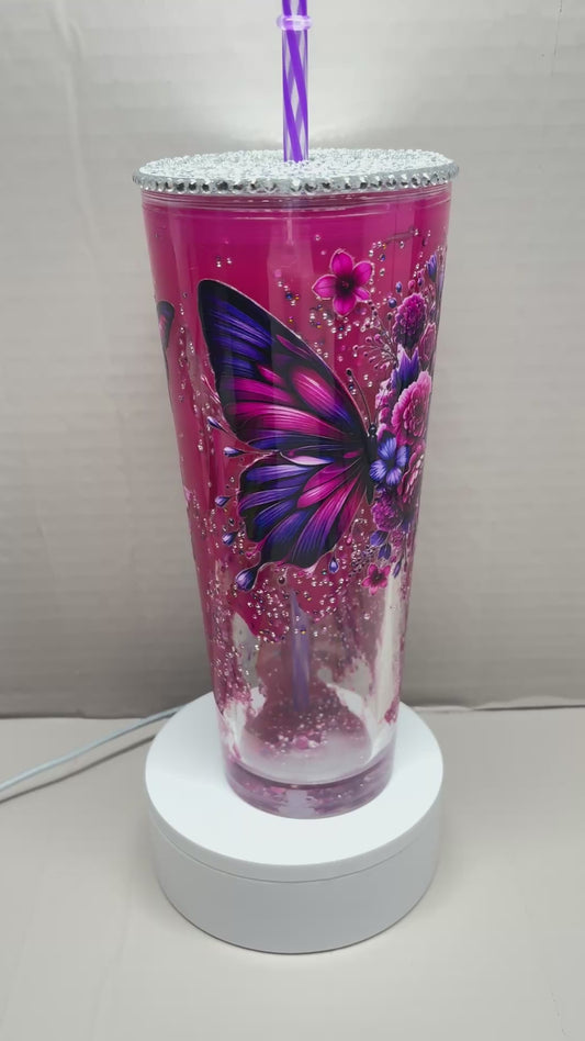 24OZ ACRYLIC UVDTF LAVA SNOW GLOBE TUMBLER