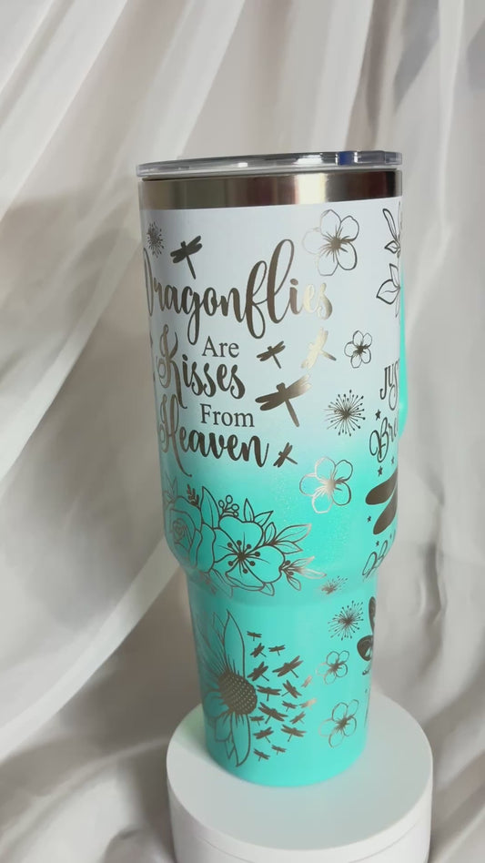 40oz Dragonflies stainless steel laser engraved tumbler
