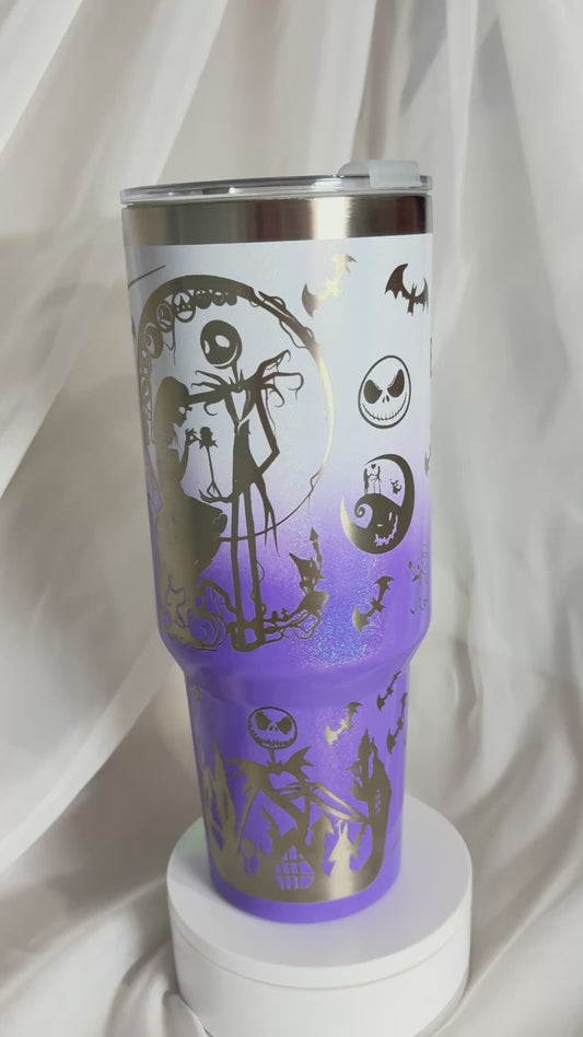 40oz Nightmare Christmas stainless steel laser engraved tumbler