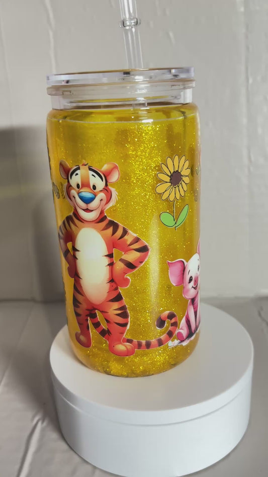 16OZ ACRYLIC UVDTF POOH SNOW GLOBE CUP