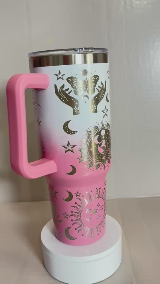 Love by the sun live by the moon 40oz stainless steel laser engraved tumbler
