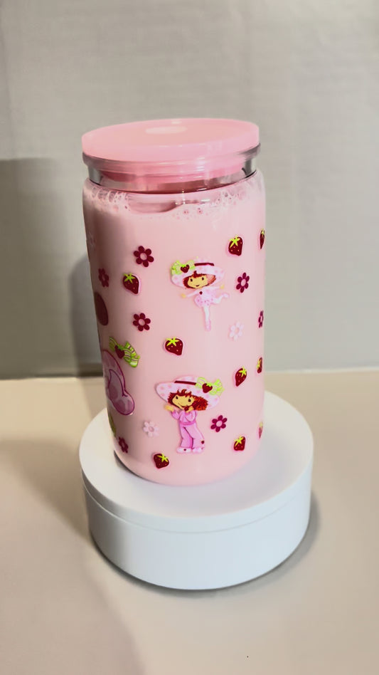 16OZ ACRYLIC UVDTF STRAWBERRY SNOW GLOBE CUP