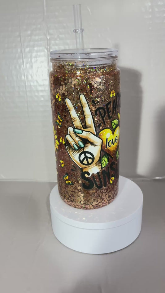 20OZ ACRYLIC SUNFLOWER SNOW GLIBE TUMBLER