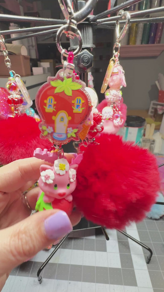 STRAWBERRY CAT BAG CHARM