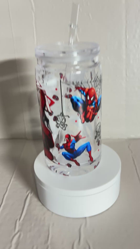 16OZ ACRYLIC UVDTF SPIDERMAN SNOW GLOBE CUP