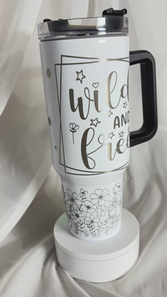 40oz WILD AND FREE Stainless Steel Laser Engraved Tumbler