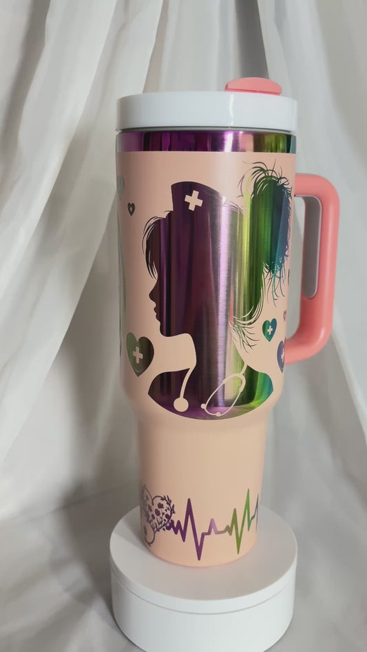 40oz NURSE stainless steel laser engraved tumbler