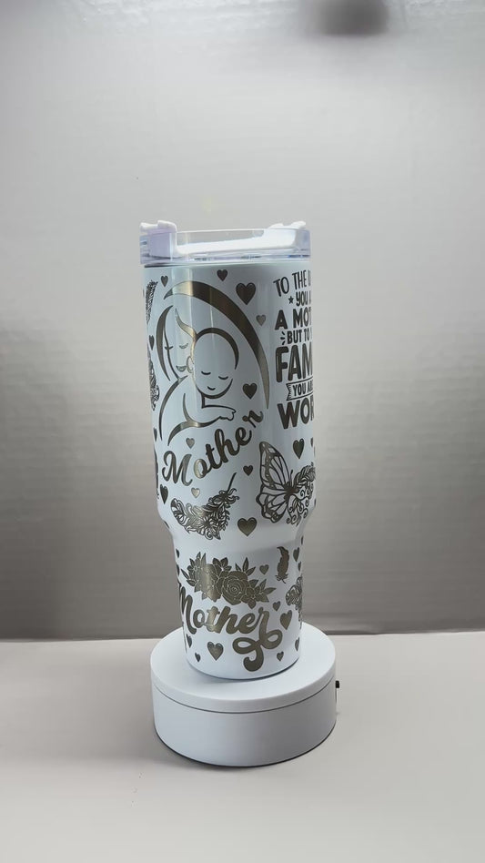 40oz Stainless Steel Laser Engraved Mom Tumbler